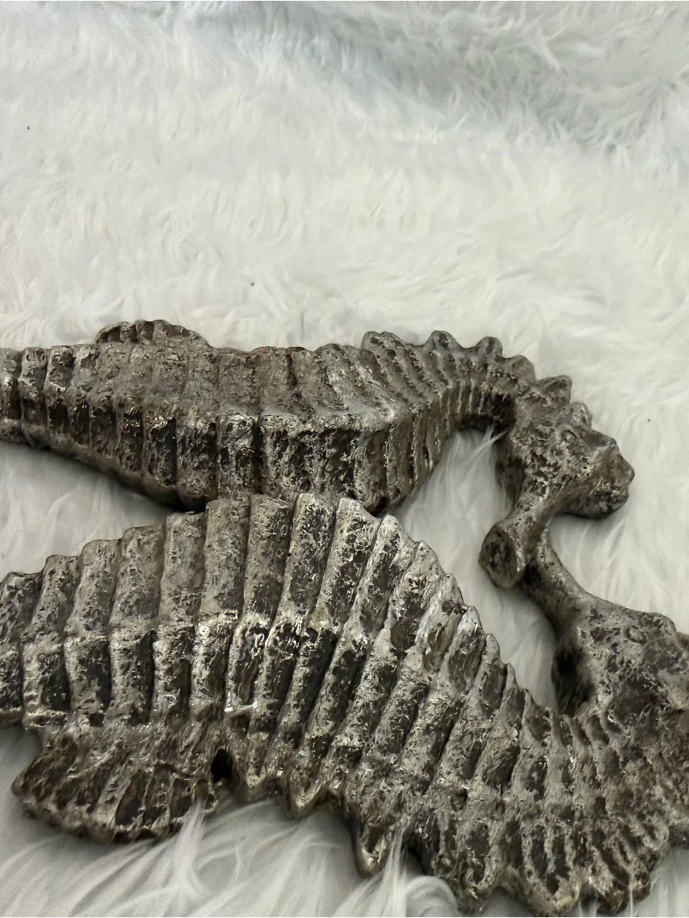 Nautical Decor: Silver Cast Iron Double Seahorse Wall Hook - Heart Shape